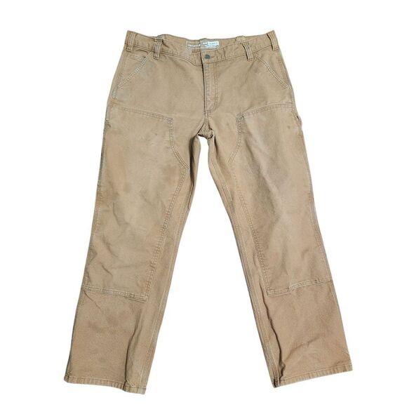 Carhartt Pants Mens 38x30 Brown Double Knee Canvas Carpenter Rugged Flex 103334 - Picture 1 of 14